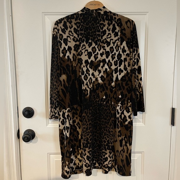 Chicos Faux Wrap Dress Leopard Animal Print  Jersey Stretch size 3 - Picture 4 of 4